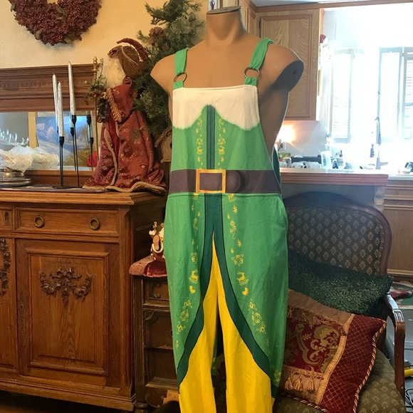 Men’s Buddy The Elf  Christmas Pajama Jumpsuit Overalls NEW L - Picture 1 of 5